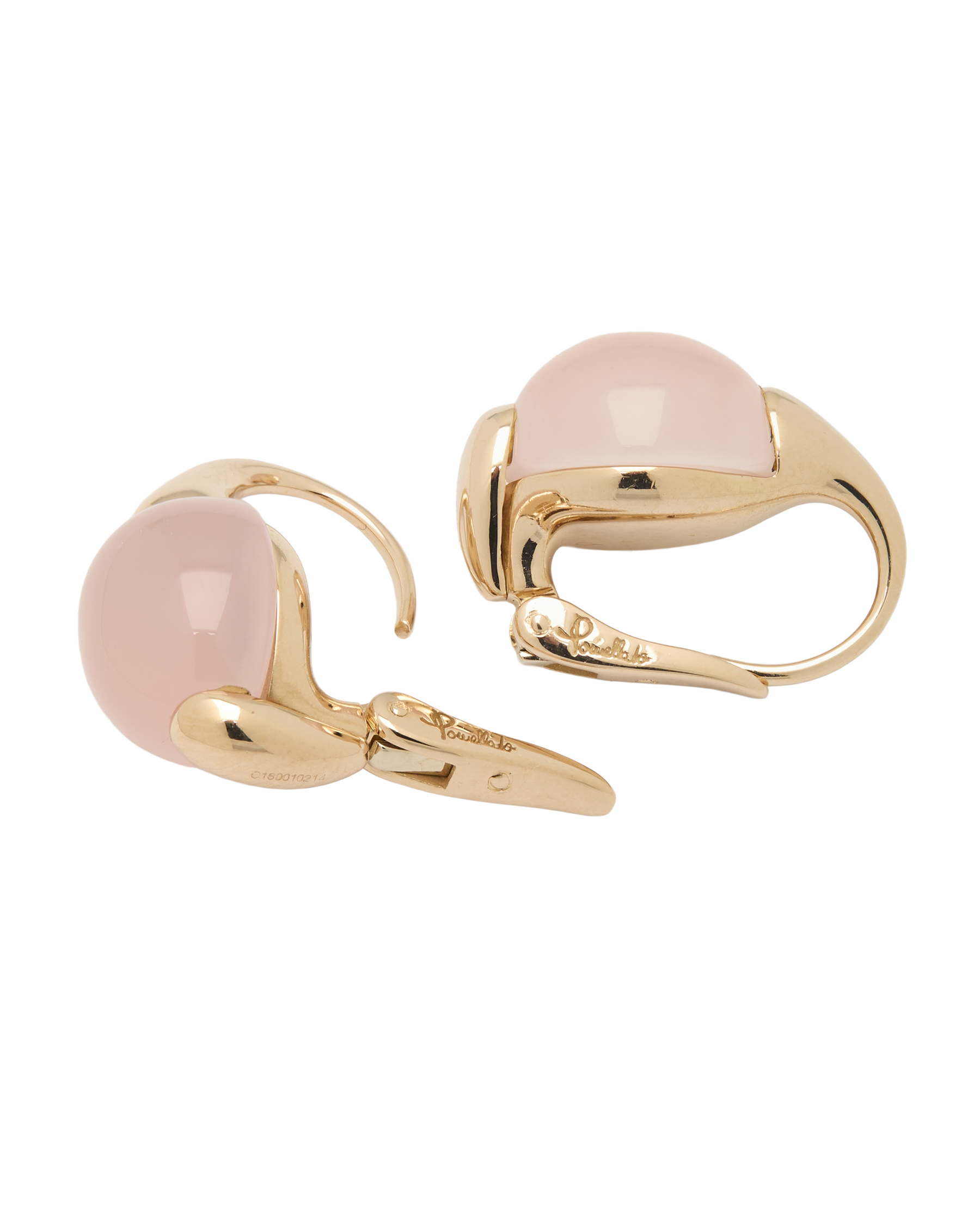 Orecchini Pomellato luna con quarzo rosa milky cabochon in oro 18 kt-2