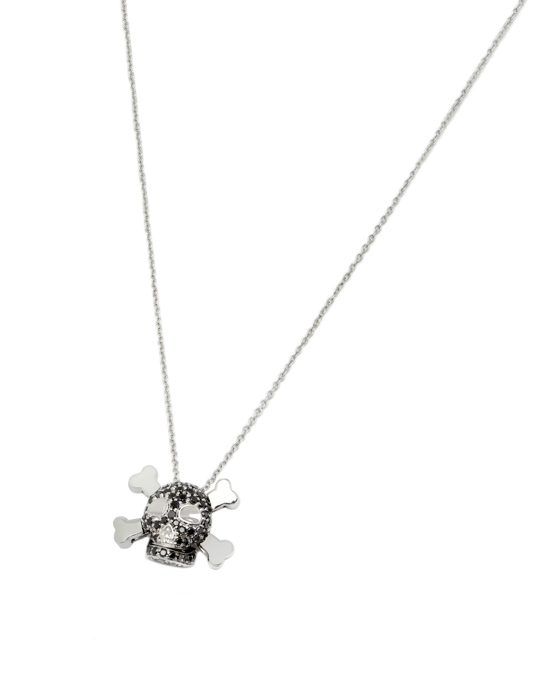 collana oro bianco con ciondolo teschio e diamanti neri (1)