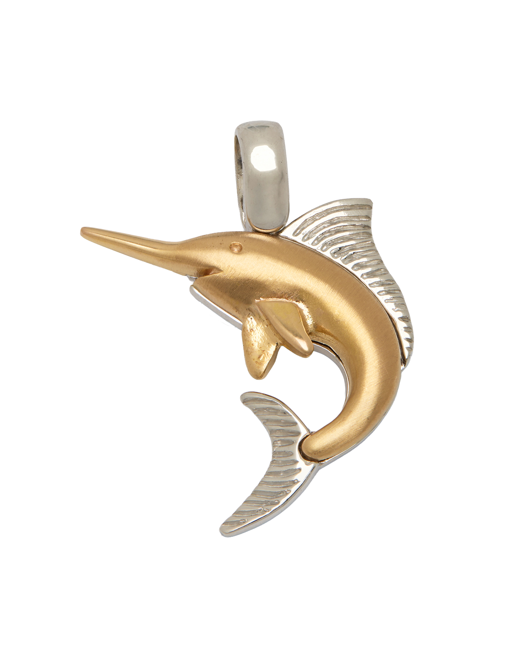Ciondolo pesce spada in oro rosa e bianco 18 kt-1