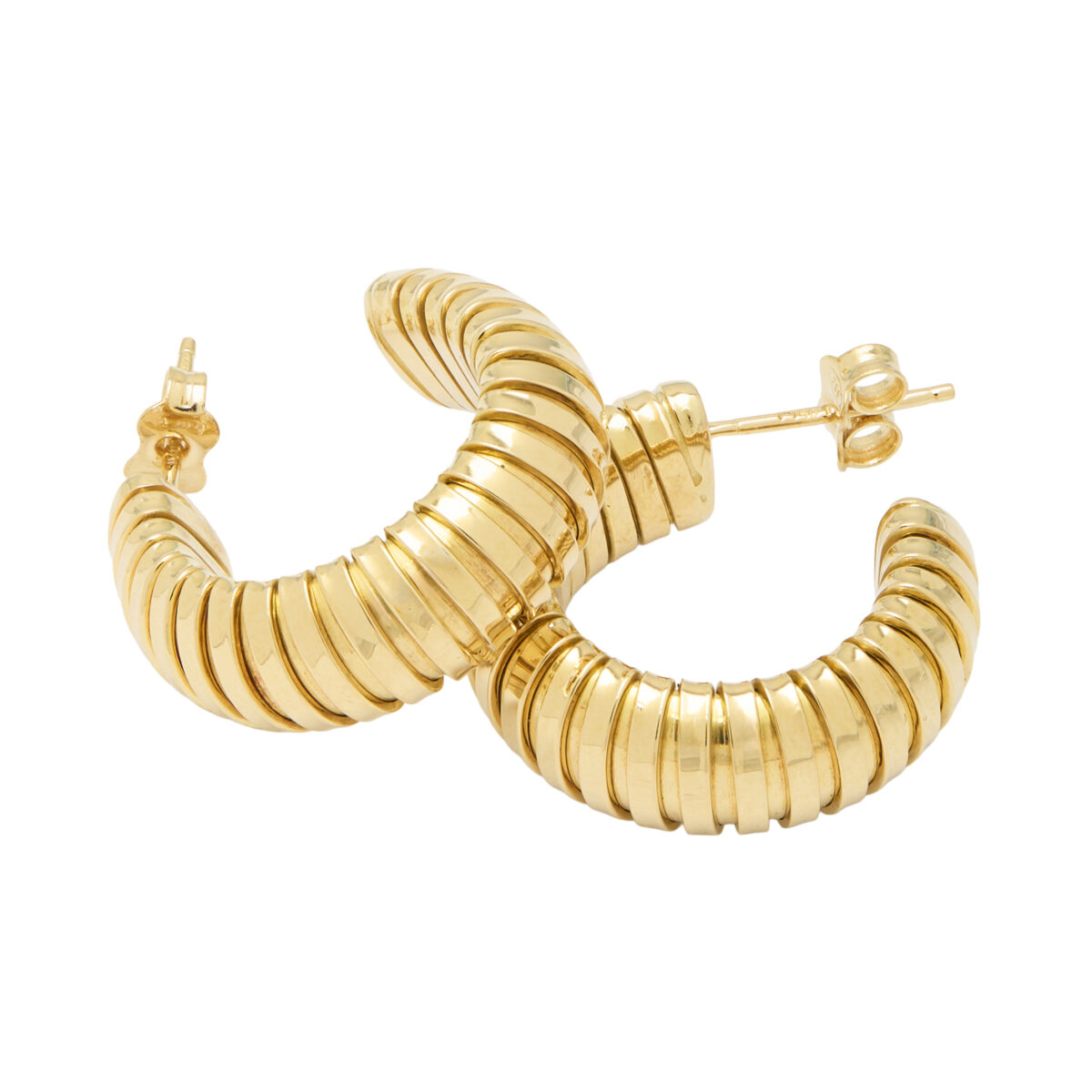 Orecchini semicerchio tubogas in oro giallo 18 kt-1