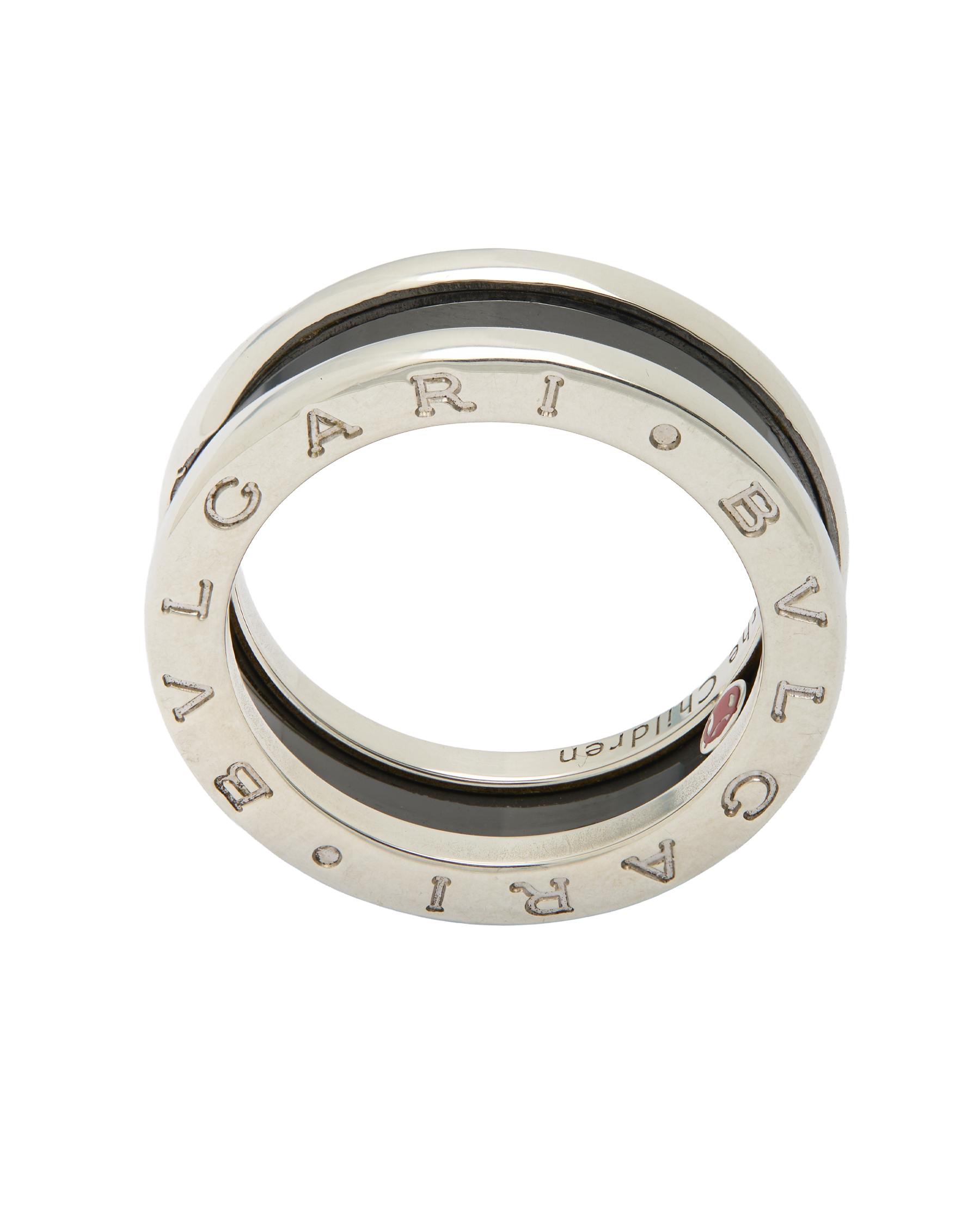 Anello bulgari save the children bzero argento e ceramica nera-3
