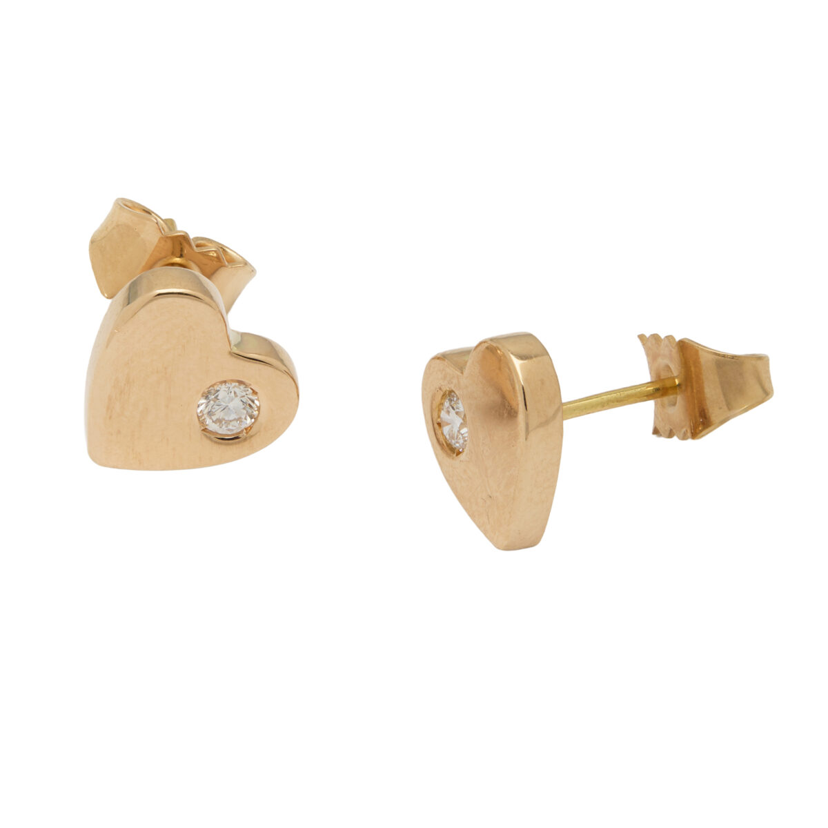 Orecchini cuori in oro rosa con diamanti-1