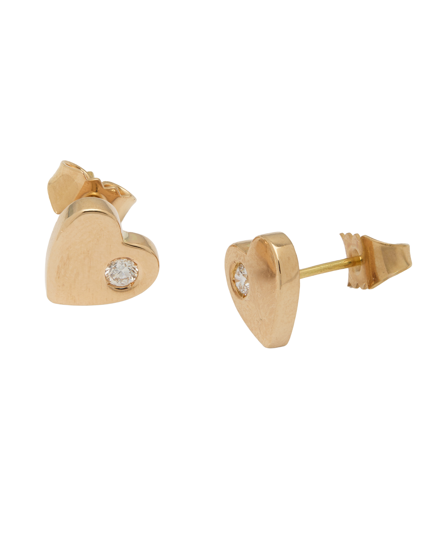 Orecchini cuori in oro rosa con diamanti-1