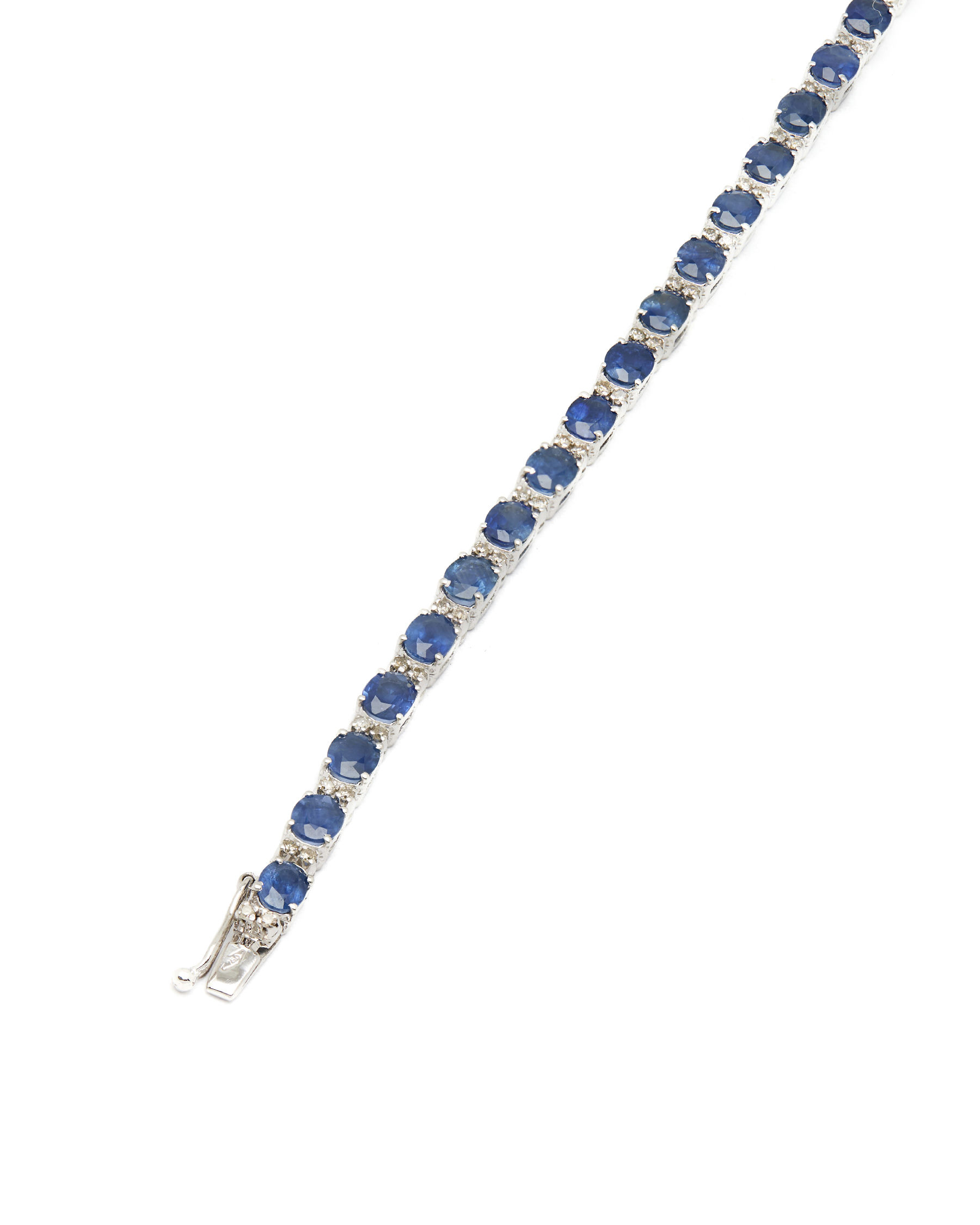 bracciale tennis in oro bianco con diamanti e zaffiri ovali (2)