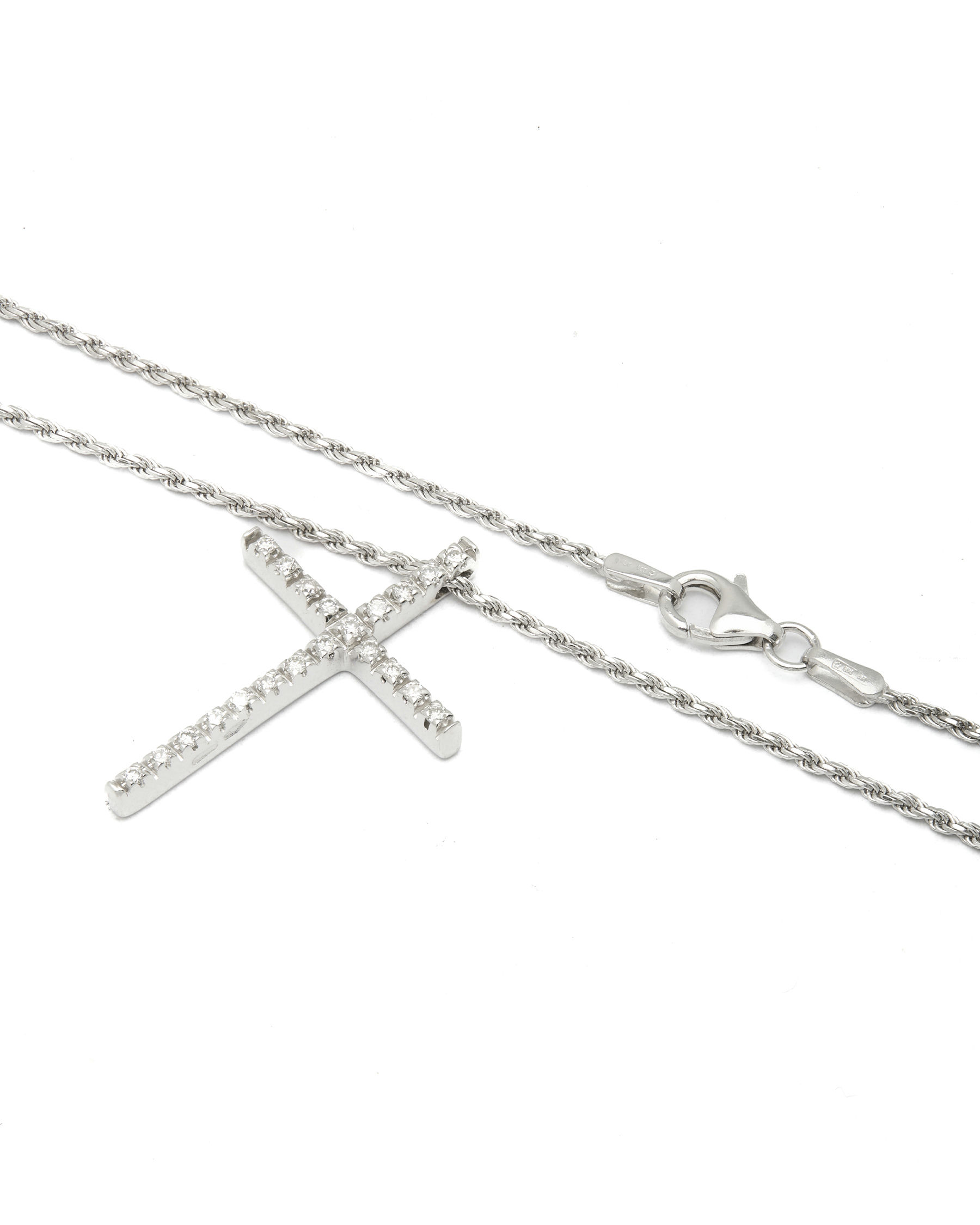 catenina oro bianco con ciondolo croce e diamanti (2)