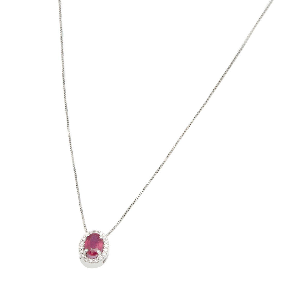 collana in oro bianco con ciondolo rubino e diamanti (1)