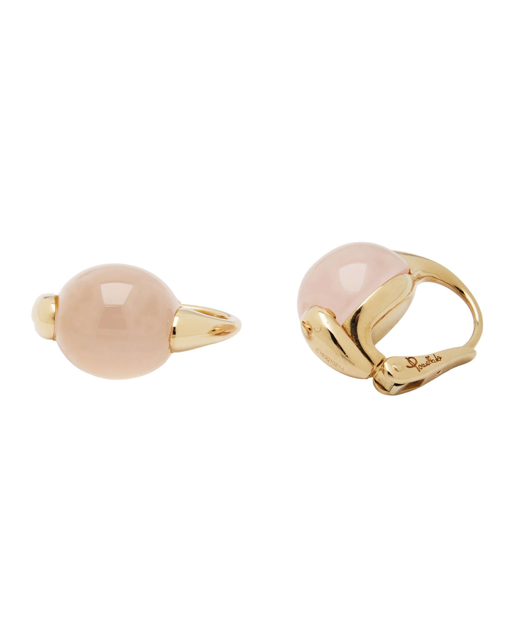 Orecchini Pomellato luna con quarzo rosa milky cabochon in oro 18 kt-1
