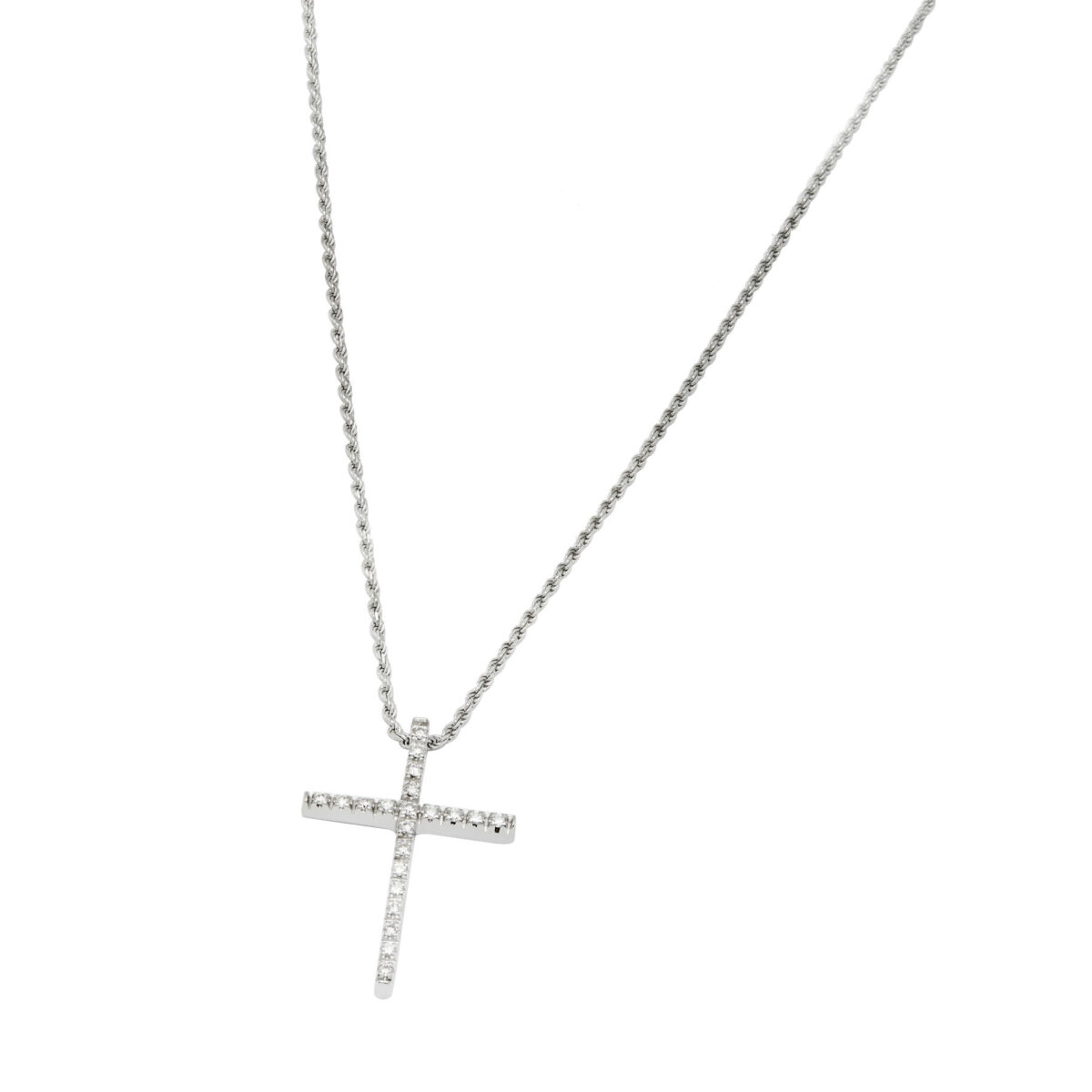 catenina oro bianco con ciondolo croce e diamanti (1)