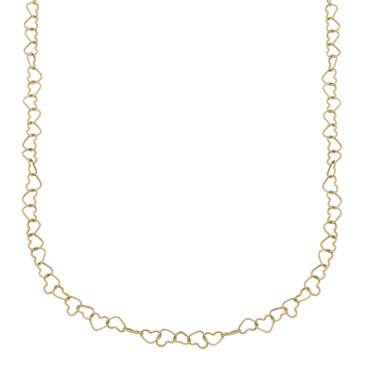 COLLANA MAGLIA CUORI IN ORO GIALLO 18 KT-1