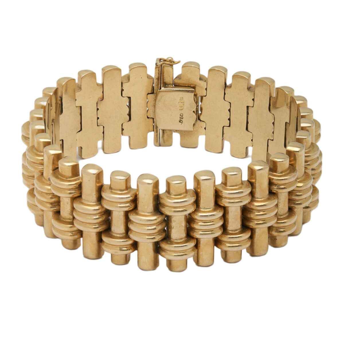 BRACCIALE CASTELLARIN BRUNO CON BOLLI FASCIO ORO ROSSO 18 KT-1