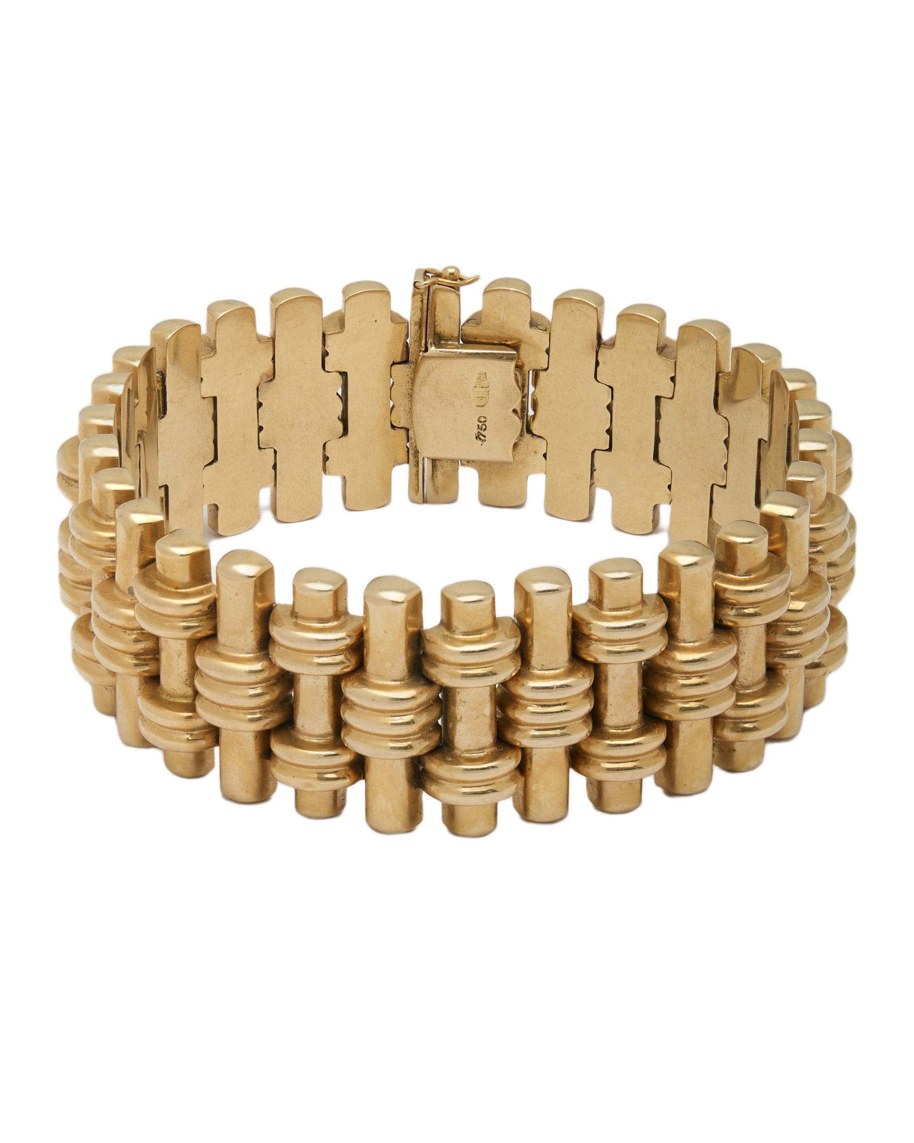 BRACCIALE CASTELLARIN BRUNO CON BOLLI FASCIO ORO ROSSO 18 KT-1