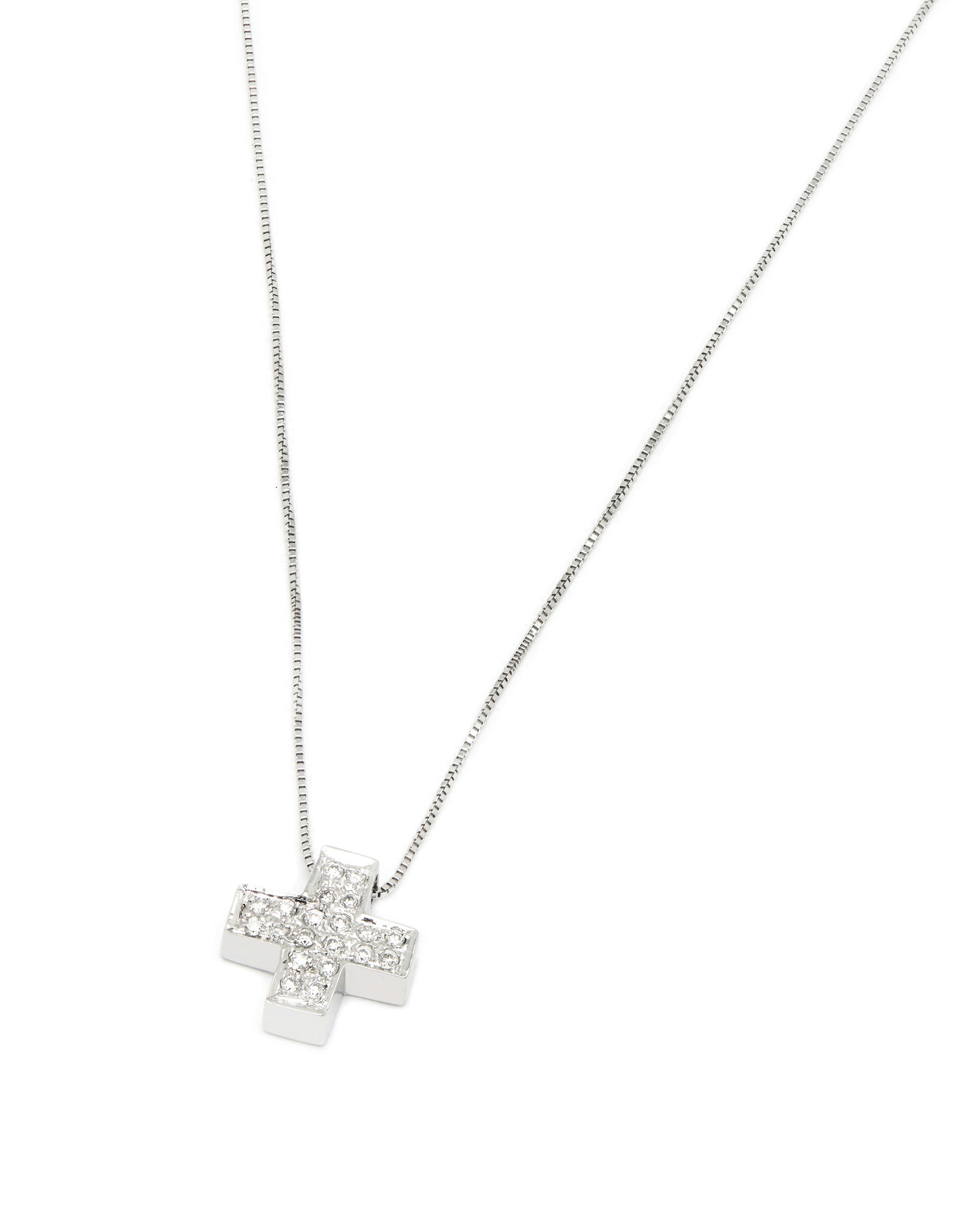 catenina in oro bianco con ciondolo croce e diamanti (1)