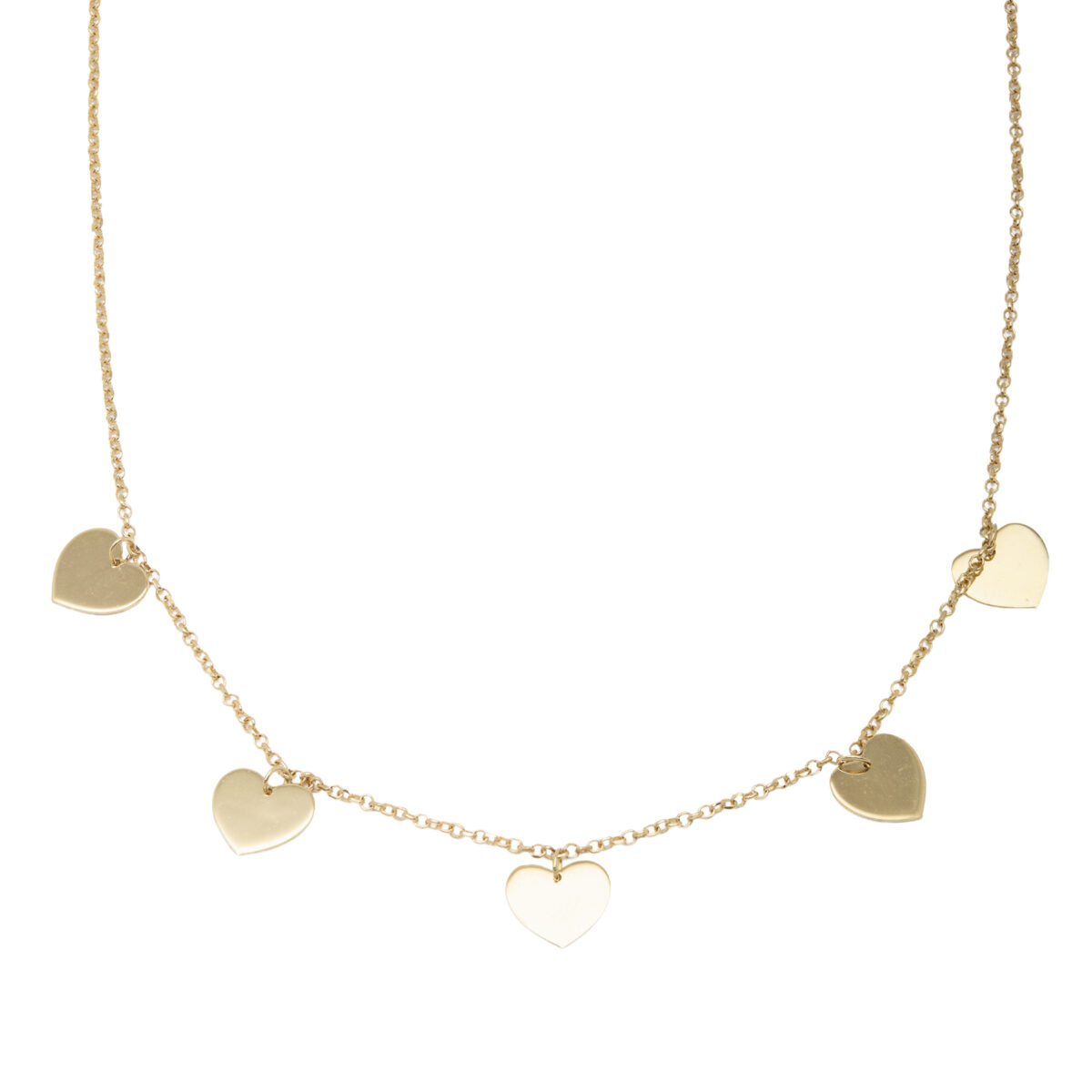 COLLANA CON CIONDOLI CUORE IN ORO GIALLO 18 KT-1