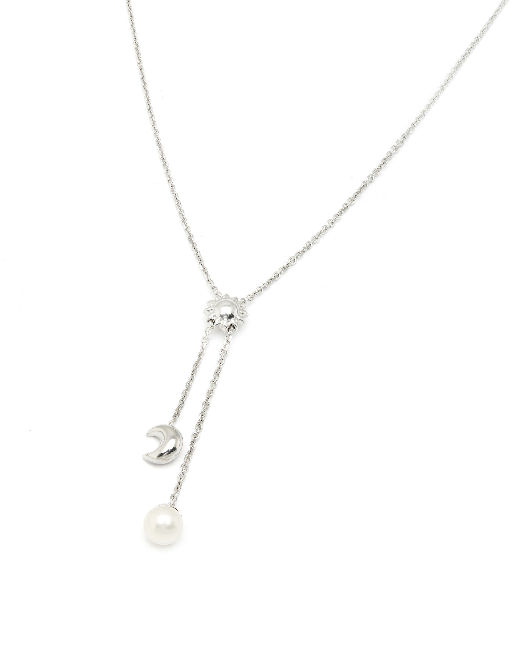 collana in oro bianco con ciondoli sole luna e perle (1)