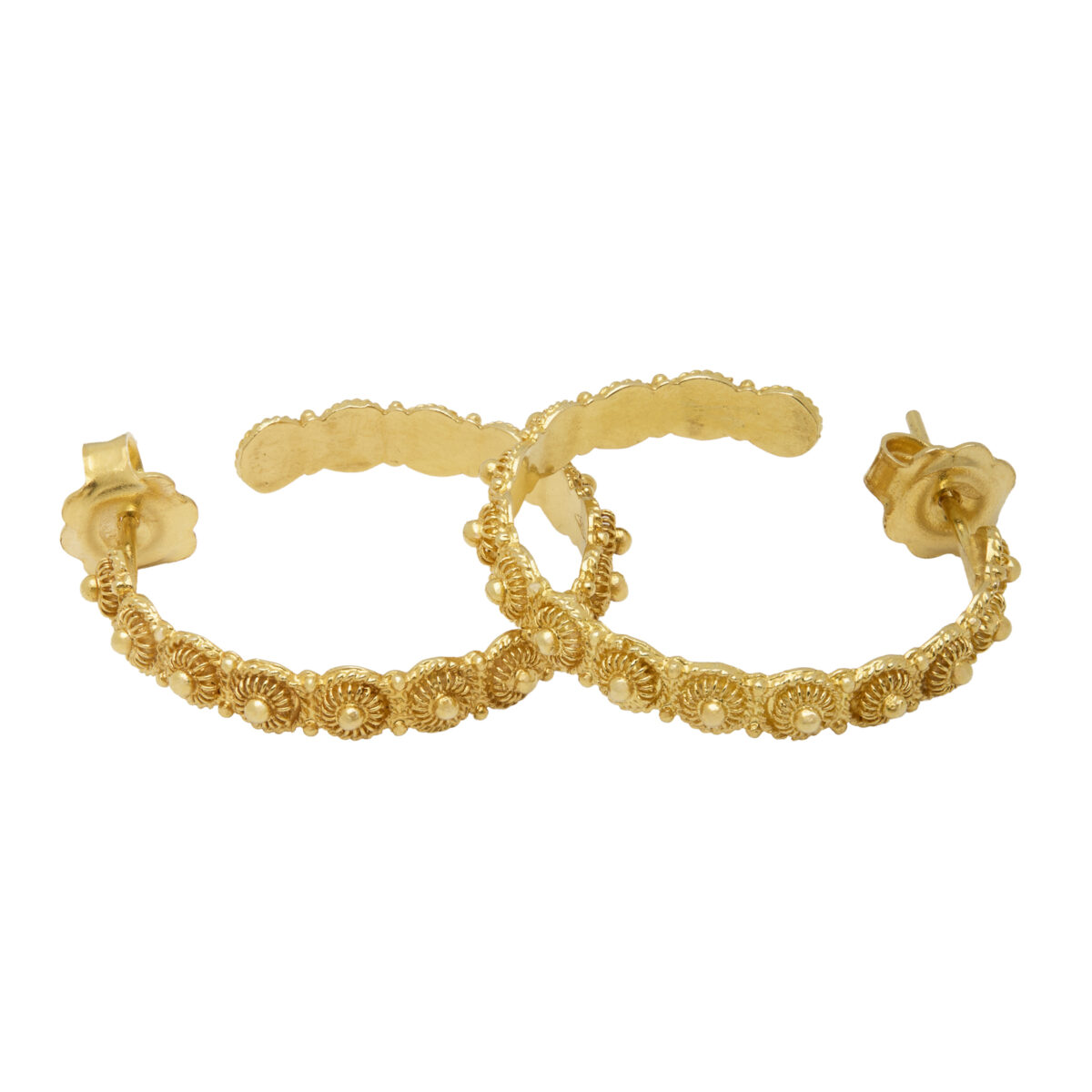 Orecchini cerchio pira dorgali in filigrana sarda in oro giallo 18 kt-1