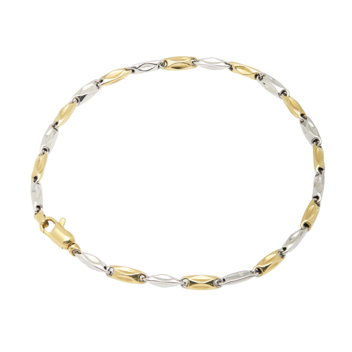 Bracciale chicchi di riso oro giallo e bianco-1