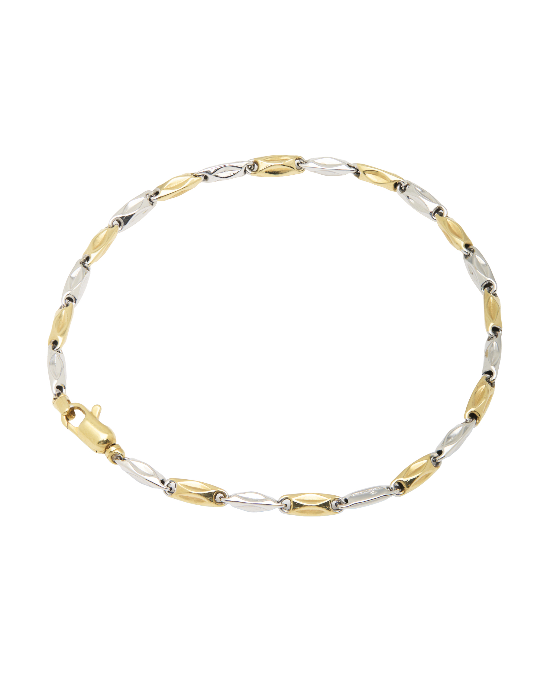 Bracciale chicchi di riso oro giallo e bianco-1