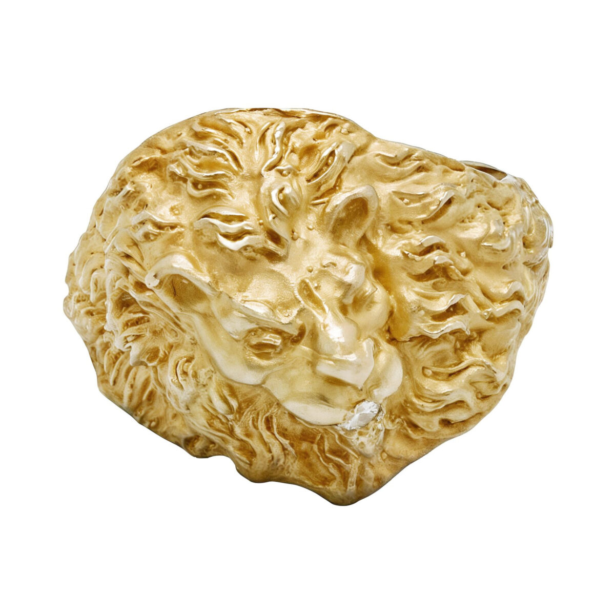 Anello leone oro giallo con diamante-1