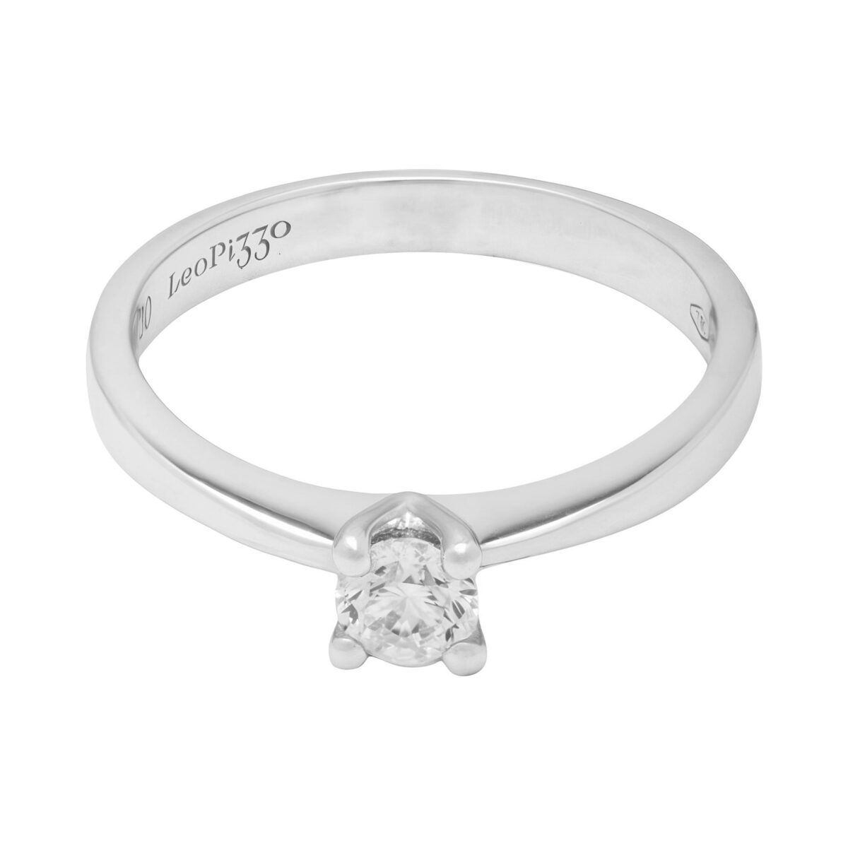 Anello solitario leopizzo in oro bianco con diamante 0,30 ct-1