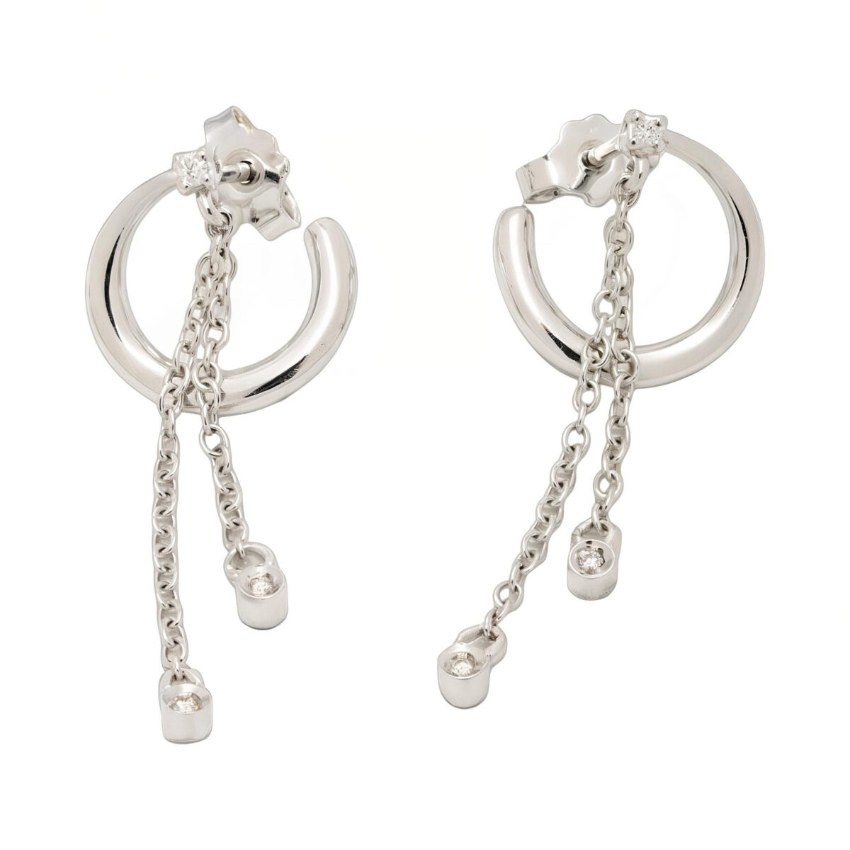 Orecchini recarlo in oro bianco pendenti con diamanti-1