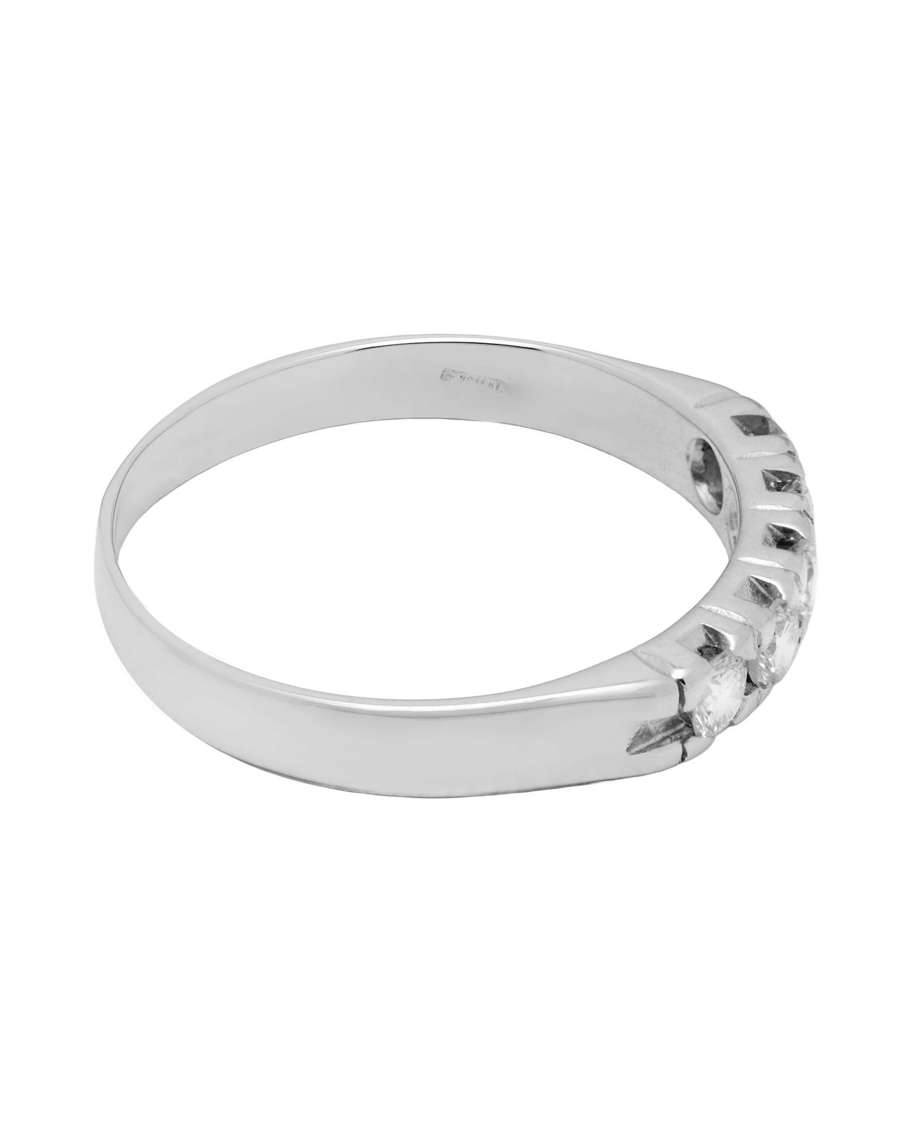 Anello veretta in oro bianco con 5 diamanti ct 0,25-2