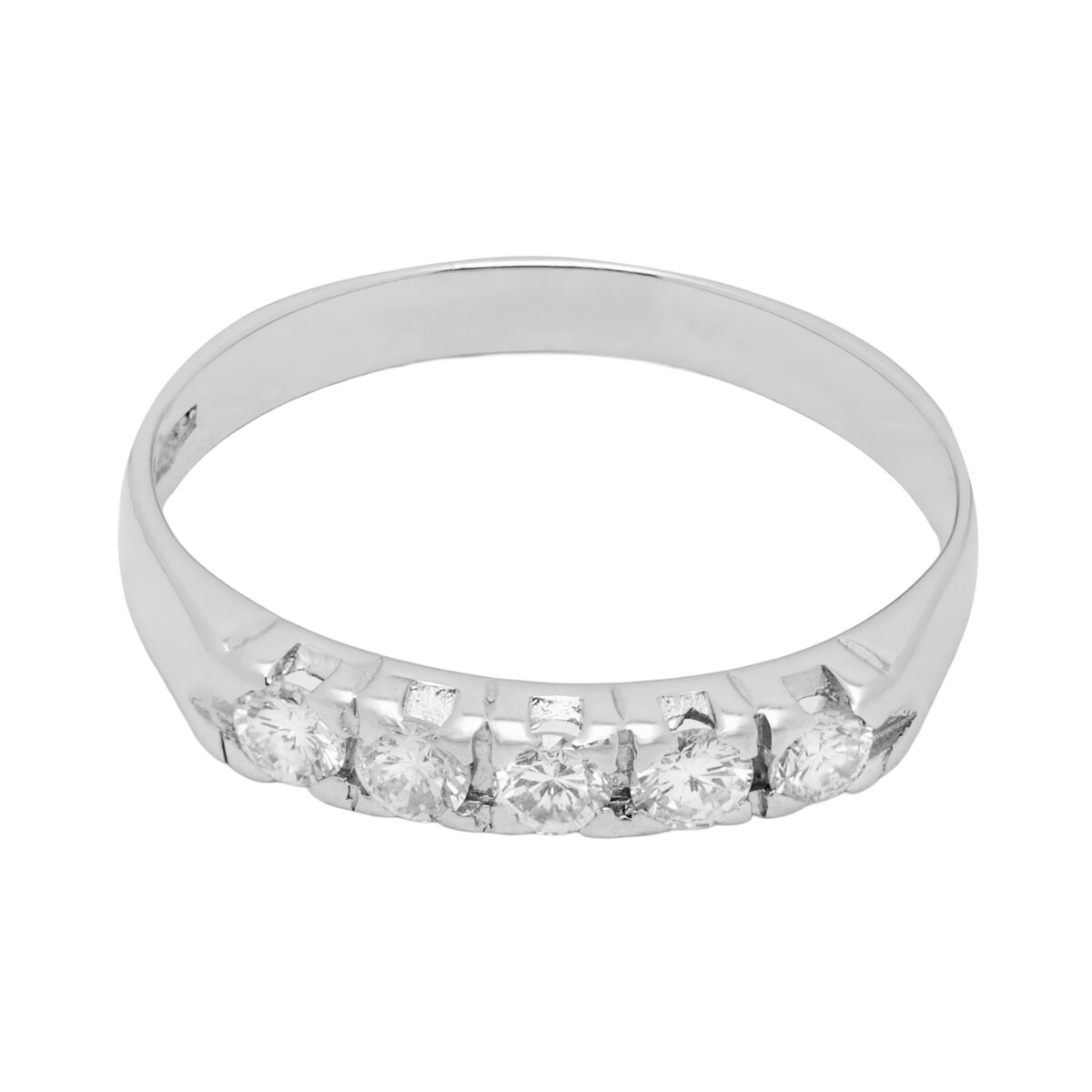 Anello veretta in oro bianco con 5 diamanti ct 0,25-1