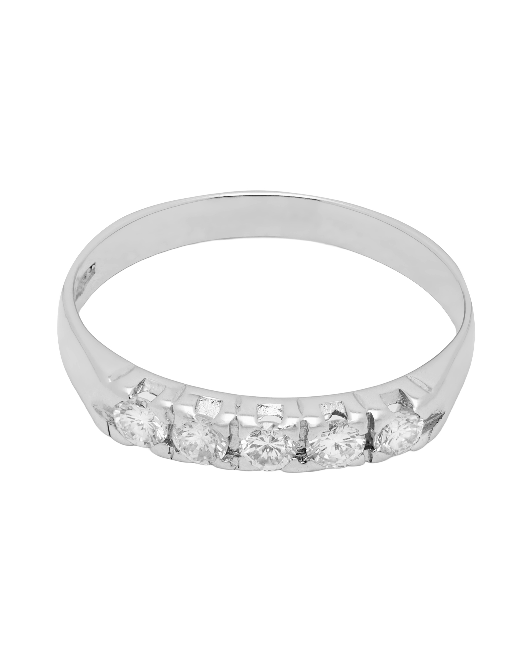 Anello veretta in oro bianco con 5 diamanti ct 0,25-1