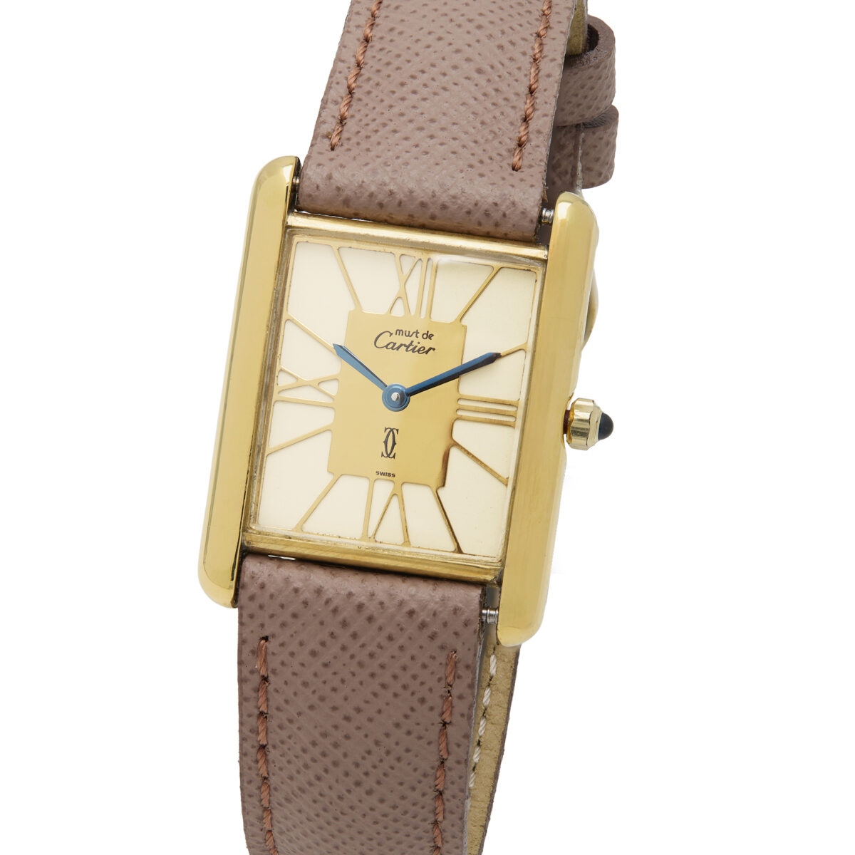 Cartier tank vermeil must de cartier quartz 24 mm ivory dial roman-1