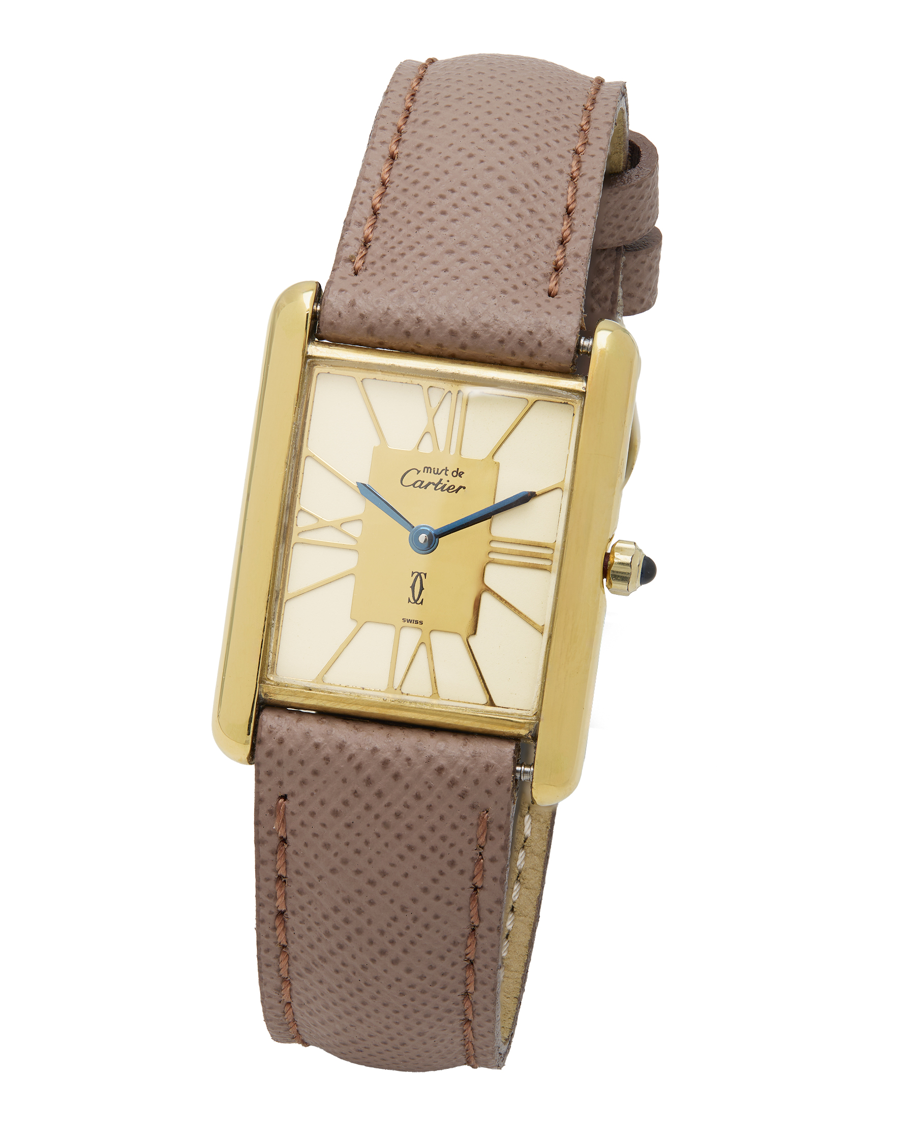 Cartier tank vermeil must de cartier quartz 24 mm ivory dial roman-1