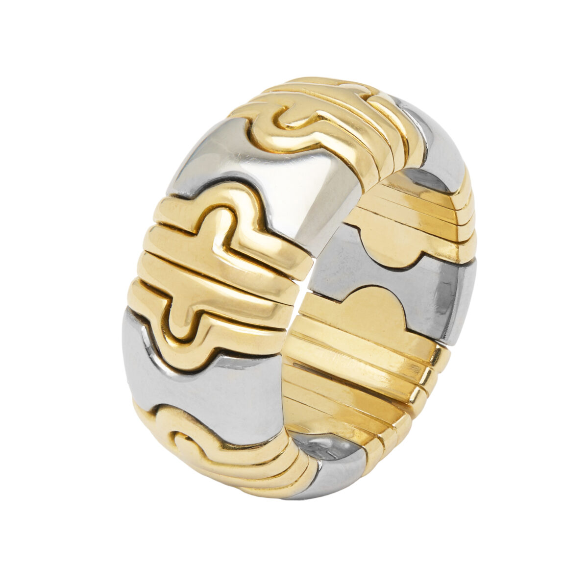 Anello bulgari parentesi oro giallo e acciaio-1