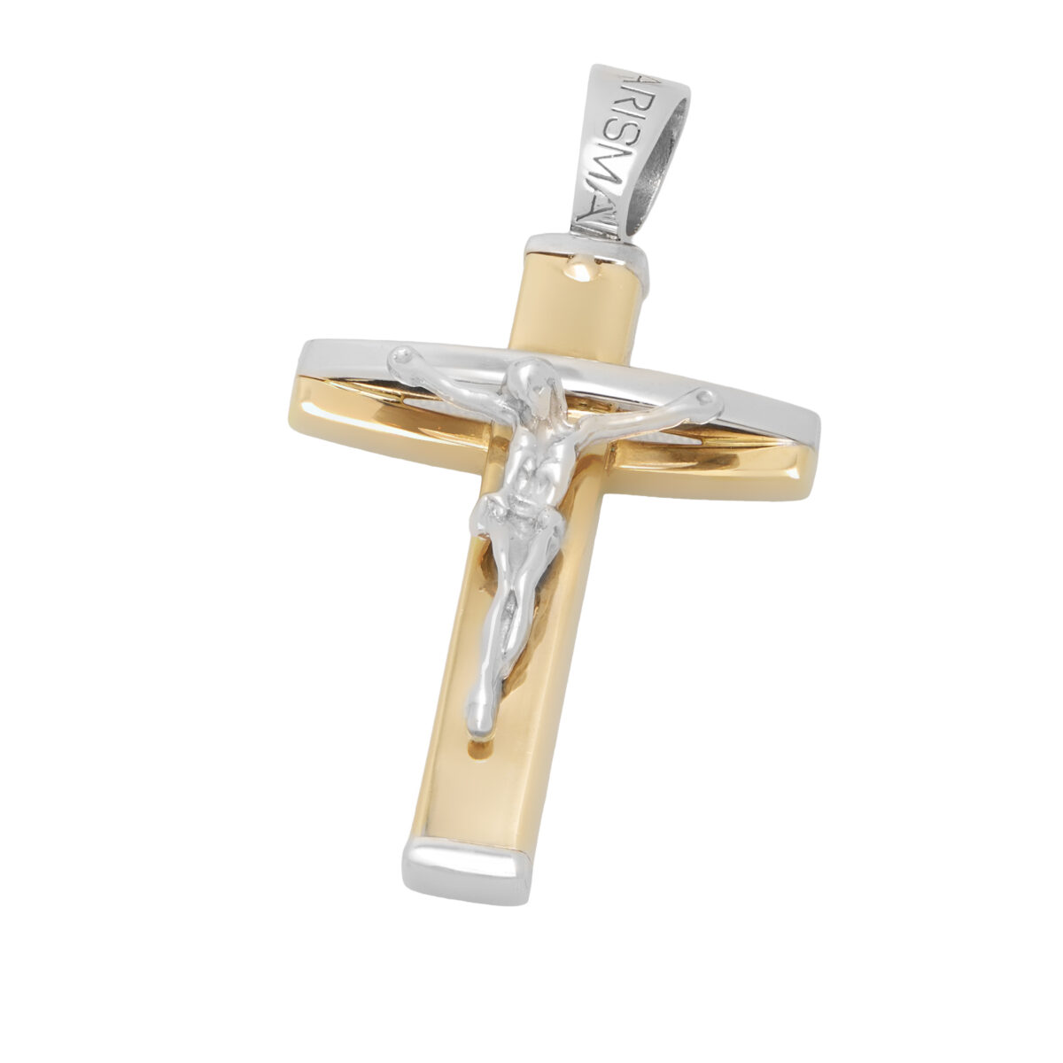 Ciondolo karisma croce oro bianco e giallo-1