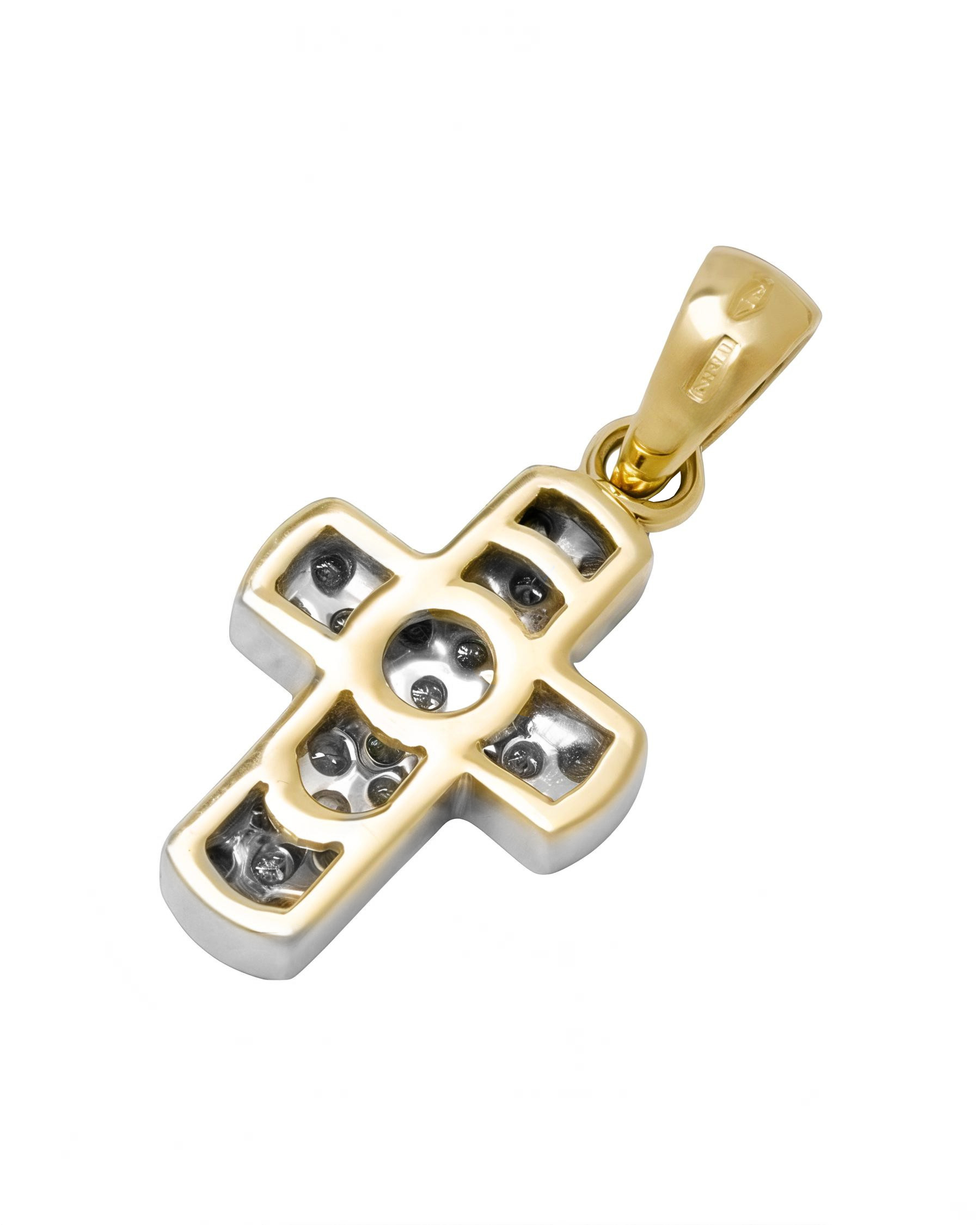 Ciondolo croce oro bianco e giallo con diamanti-2