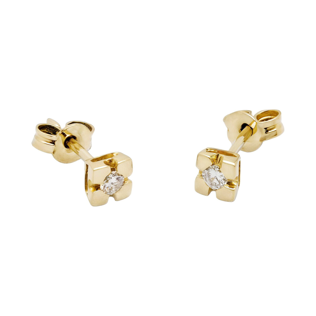 Orecchini punti luce oro giallo 18 kt con diamanti 0,15 ct-1