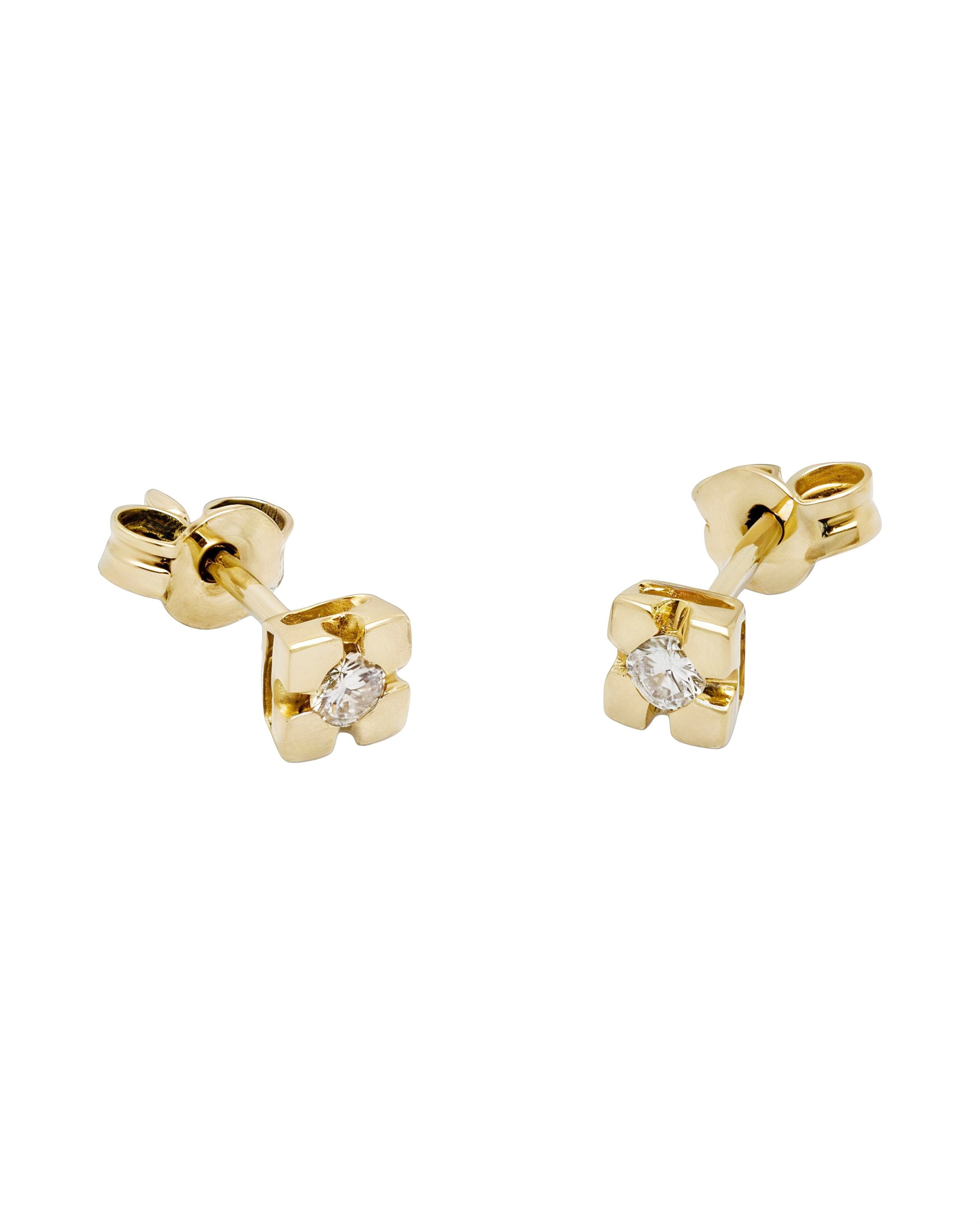 Orecchini punti luce oro giallo 18 kt con diamanti 0,15 ct-1
