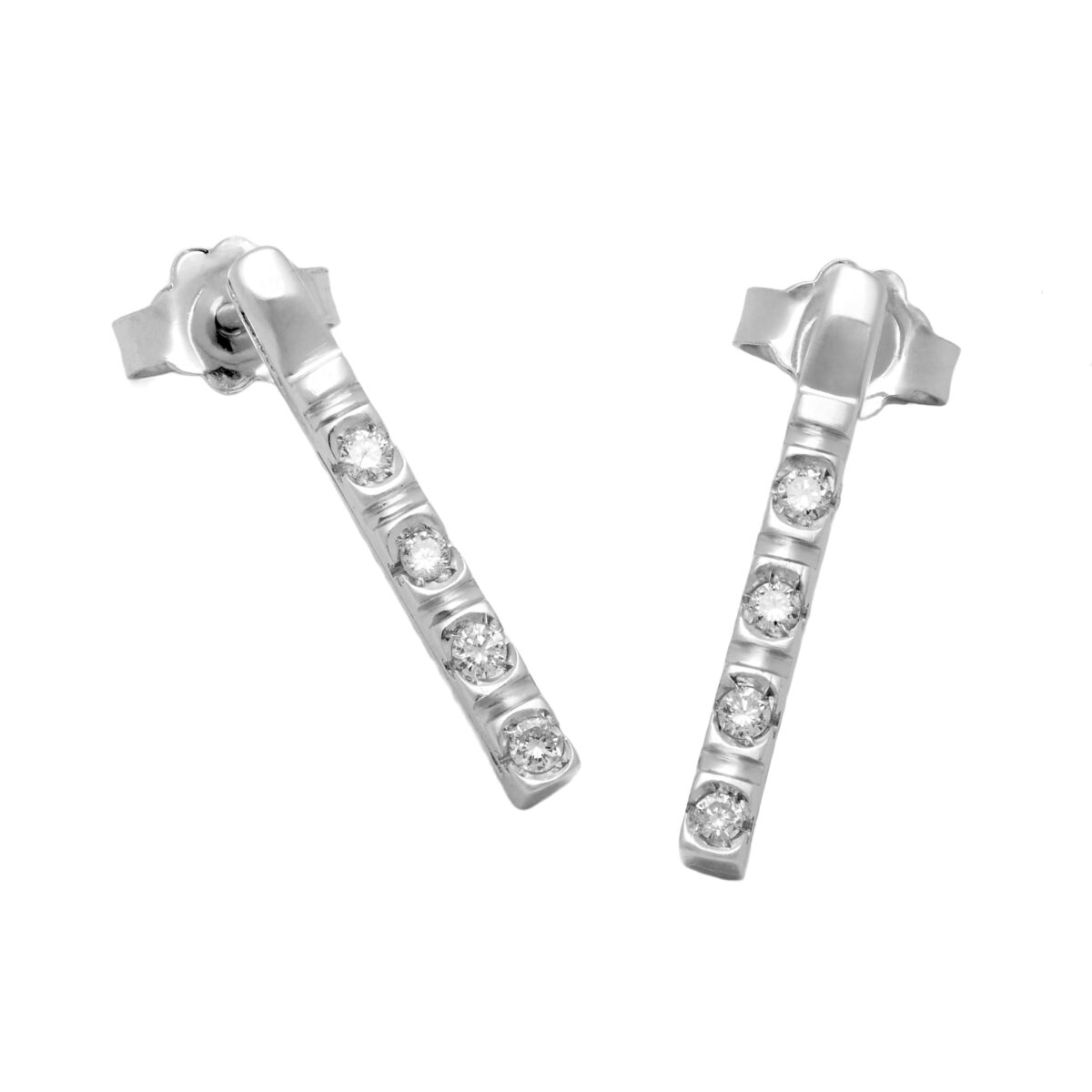 Orecchini baretta oro bianco e diamanti-1