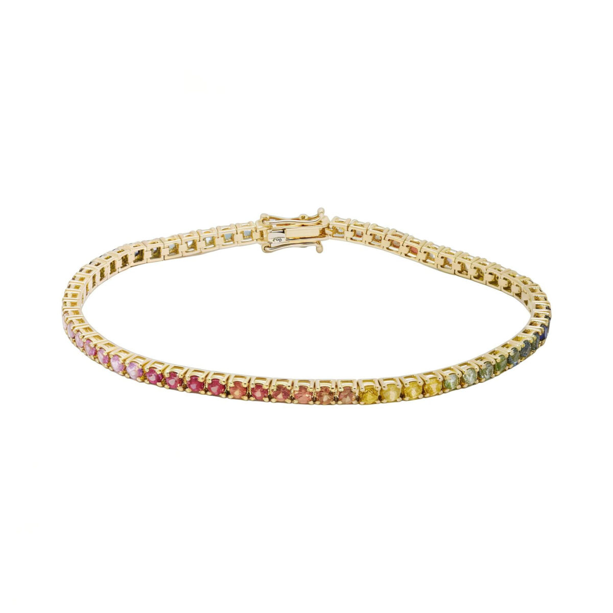 Bracciale tennis oro giallo e zaffiri multicolor-1