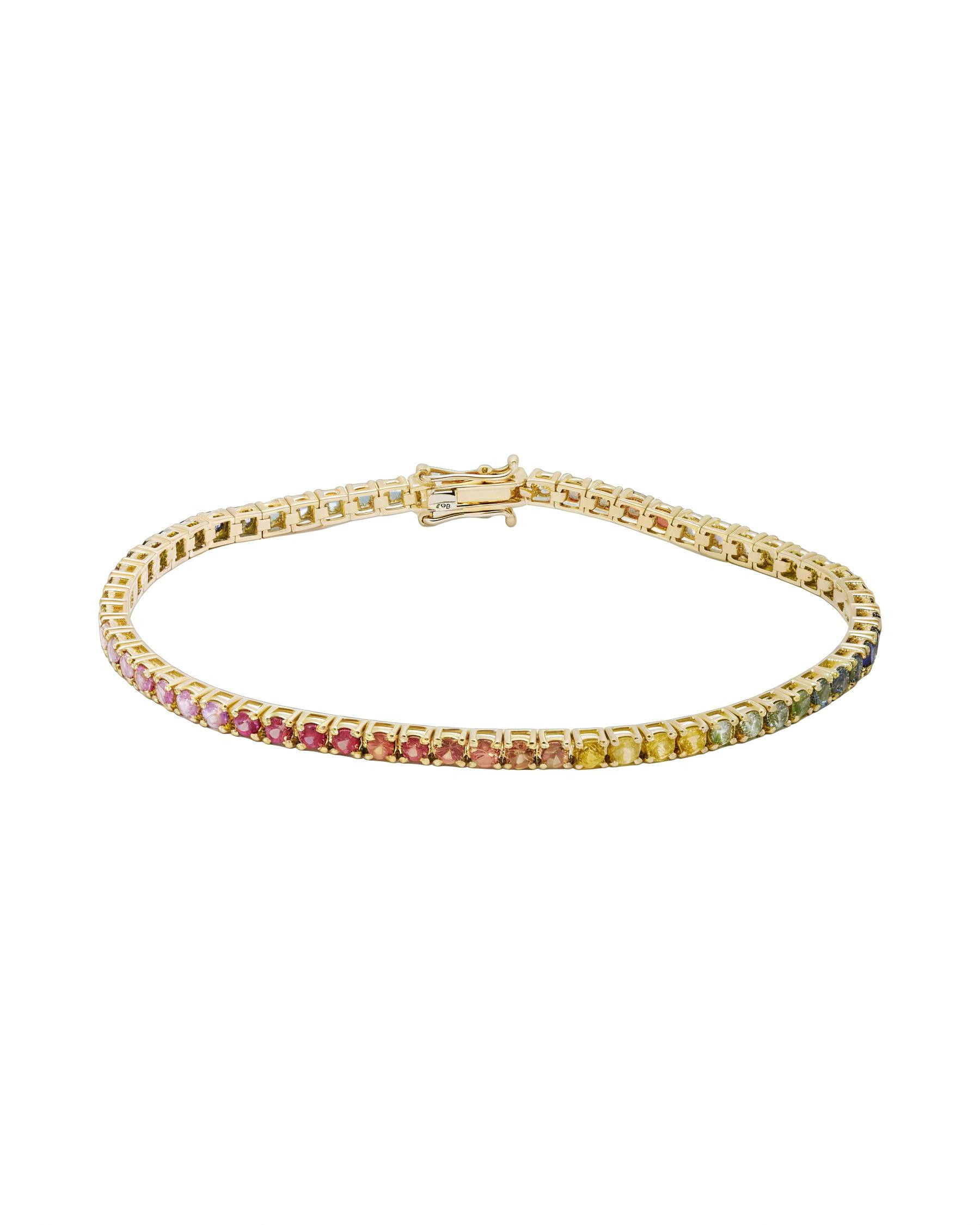 Bracciale tennis oro giallo e zaffiri multicolor-1