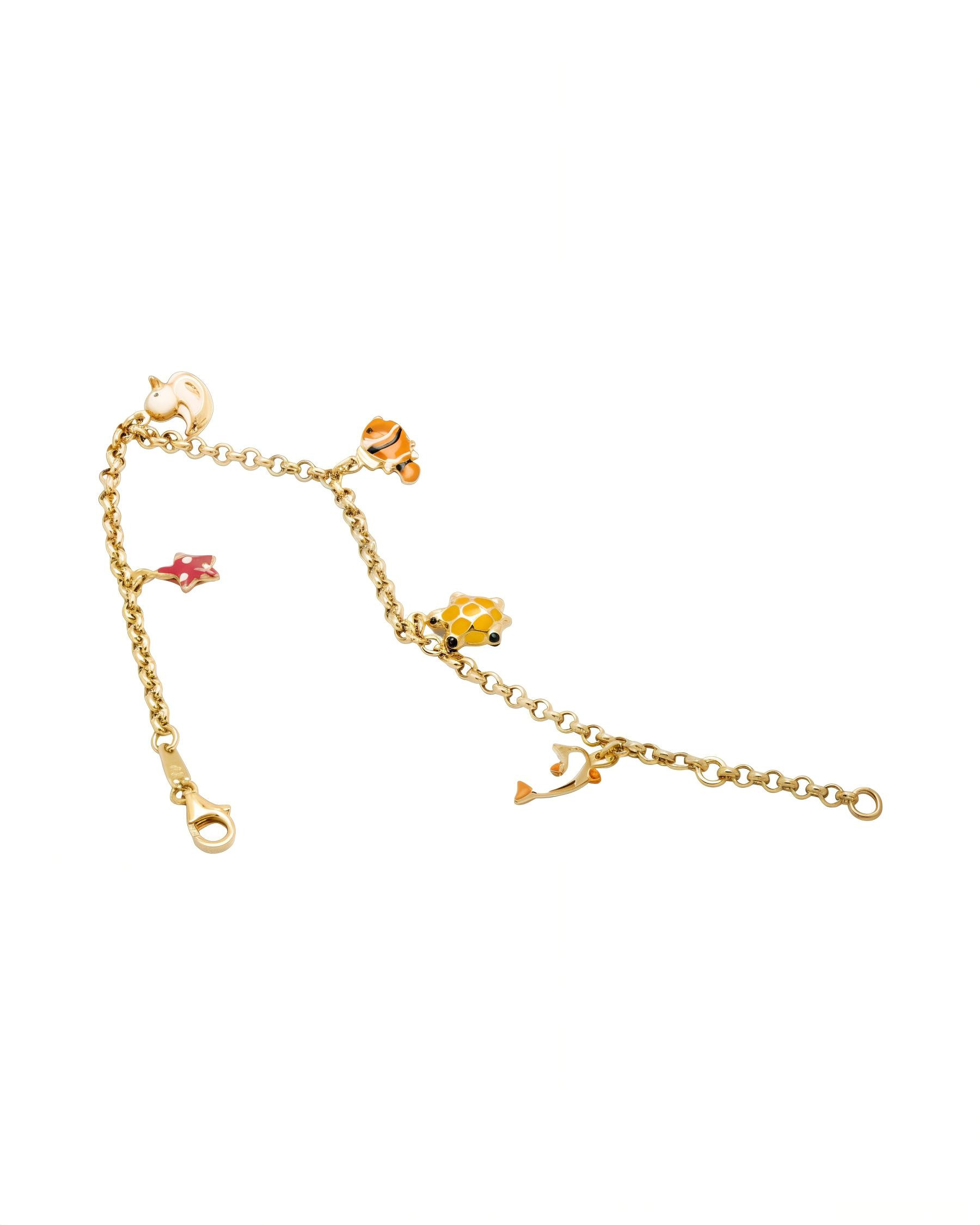 Bracciale in oro giallo 18 kt con ciondoli mare e smalto-2