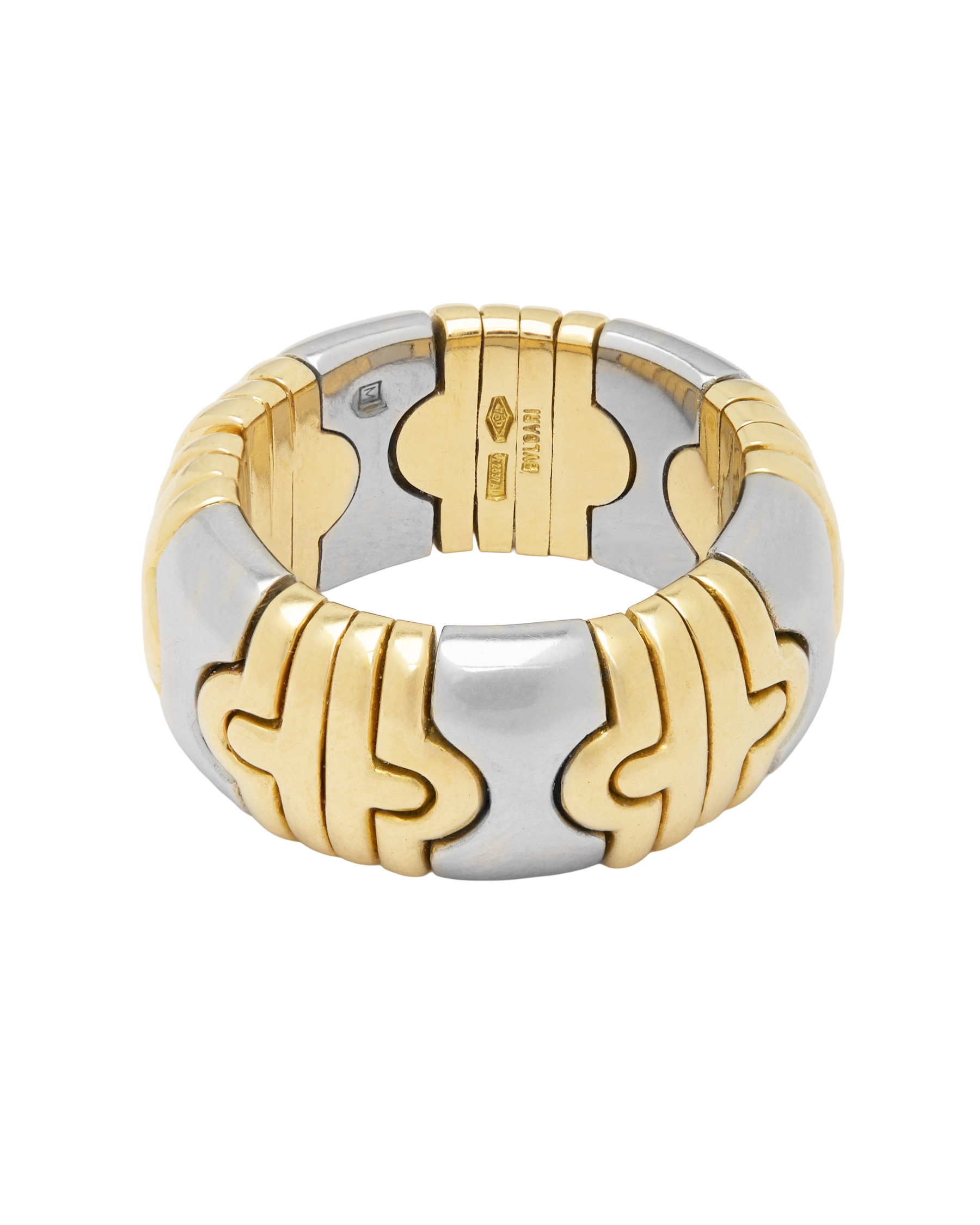 Anello bulgari parentesi oro giallo e acciaio-2
