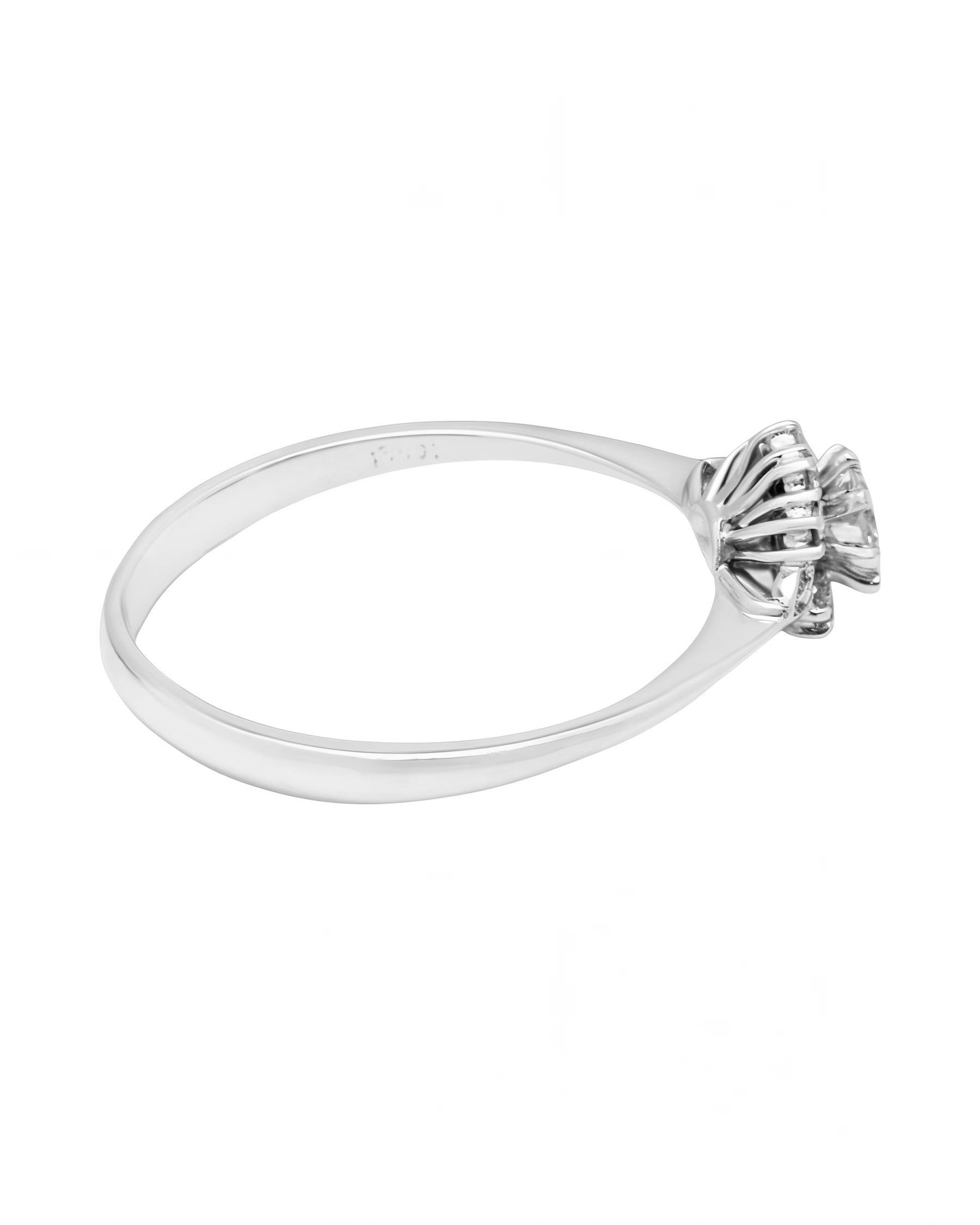 Anello solitario fiore in oro bianco con diamante centrale 0,30 ct-2