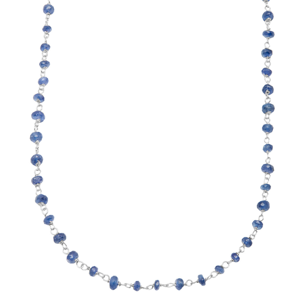 Collana maglia chanel oro bianco 18 kt con zaffiri grezzi-1